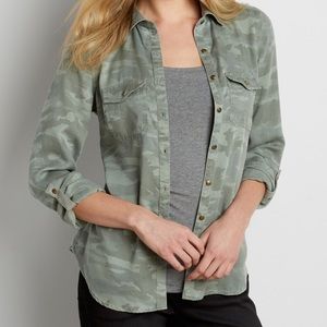 Camo Print Button Down